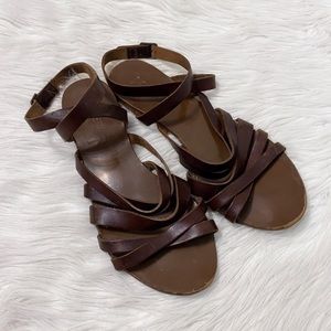J. Crew Brown Leather Strappy Sandals